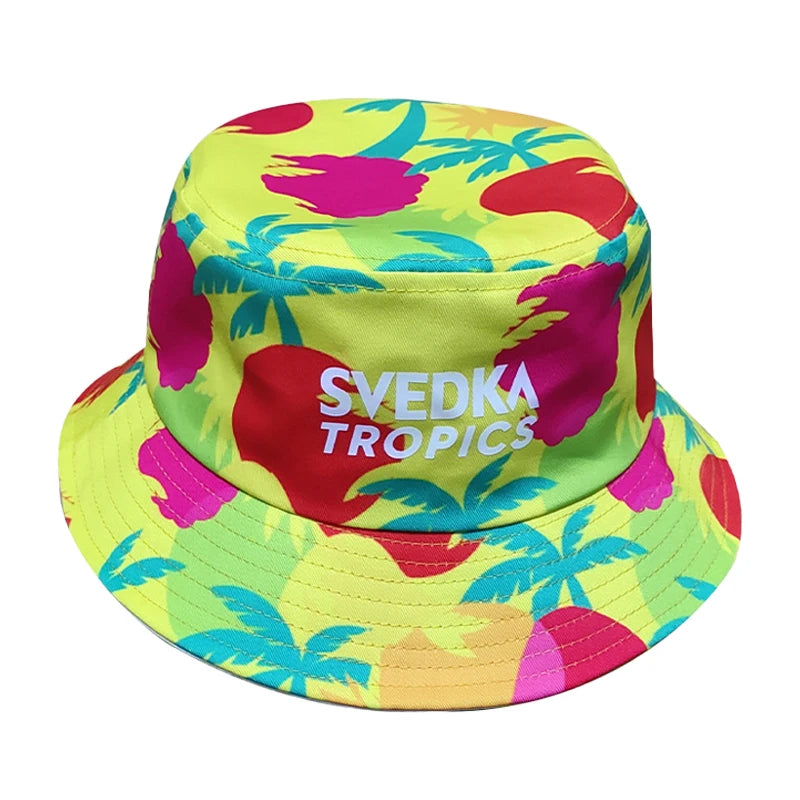 Custom Sublimation Embroidery All Over Digital Print Logo Brand OEM Wholesale Sun Beach Foldable Reversible Bucket Hats