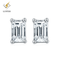 Fine S925 Sterling Silver Rectangle Moissanite Stud Earrings Vvs D Moissanite Earrings for Women