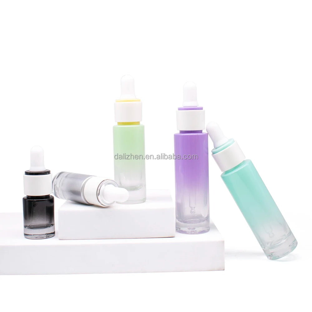 New Product 5ml 10ml 15ml 30ml Flat Shoulder Colored Glass Dropper Bottle for Serum