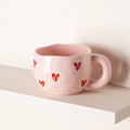 Creative Love Heart Pink Porcelain Mug Cute Ceramic Tea Cup for Water Coffee Milk for Home Couple Valentines Day Christmas Party