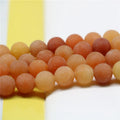 Wholesale Fashion Matte Frosted Red Orange Aventurine for Jewelry Making Round Gemstone Loose Beads15.5"
