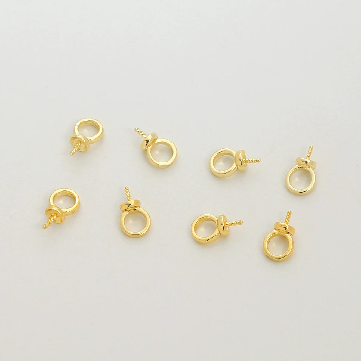DIY14K Gold-plated Threaded Eye Pendant Holder Large Aperture Necklace Accessories Brass Pearl Pin