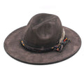 2025 New Design Ethnic Style Fedora Hat Distressed Ribbon Wool Outdoor Fashion for Party Casual Sports