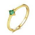 Simple Fine Jewelry Fashion 18k Gold Plated 925 Sterling Silver Square Shape Gemstone Engagement Rings for Women Wholesale