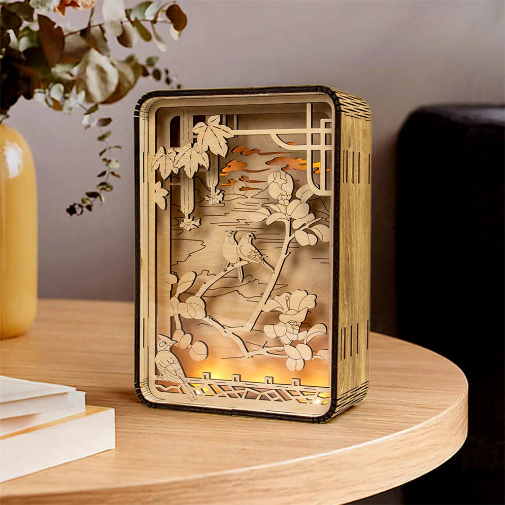 2024 New Gift 3D Wood Puzzle Lantern With Light Landscape Theme Best Gift for Students Children