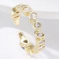 Hot Sell Personalized Micro Pave Irregular Zircon Finger Ring Adjustable Opening C Shaped Ring for Women Girls Jewelry