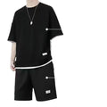 Set Men's Summer New T-shirt Men's Ice Silk Shorts Sports Set Two-piece Loose and Breathable