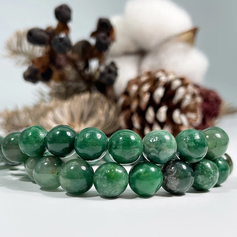Natural Well Polished Gemstone Round Green Mica Loose Beads for Jewelry Making Bracelet Necklace Beaded