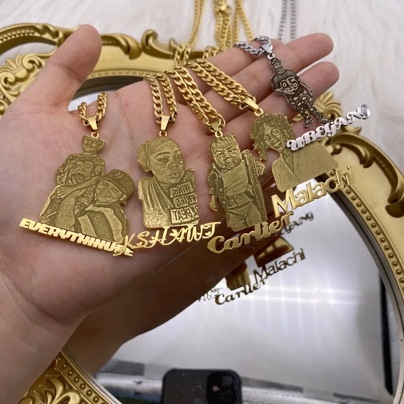 Custom DIY 18K Gold Plated Stainless Steel Necklace Customize Character Image Name Necklace