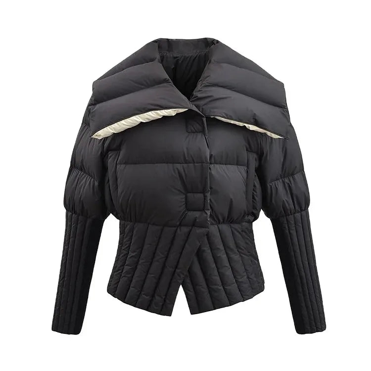White eiderdown down jacket women's padded fragrance coat puffer jacket