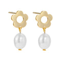 Trending Pearl Jewelry Earrings Gold Plated 925 Silver Flower Shape Stud Baroque Pearl Earrings Women