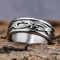 Stainless Steel Signet Biker Ocean Weave Rings Set Retro Vintage Wide Celtic Knot Band Rings for Men Size 7-13