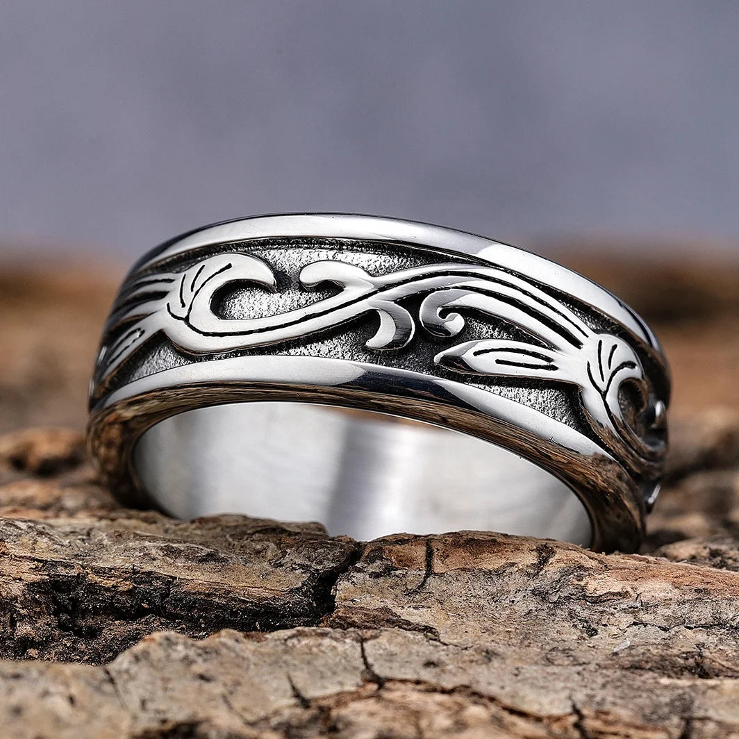 Stainless Steel Signet Biker Ocean Weave Rings Set Retro Vintage Wide Celtic Knot Band Rings for Men Size 7-13
