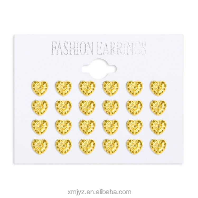 High-Preservation Gold-Plated 18K Brass Stud Earrings European and American Fashion Temperament Love Heart-Shaped Design