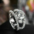 CAOSHI Double Row Full CZ Finger Rings Exquisite Designer Sliver Coating Women Round Cubic Zircon Hollow Ring