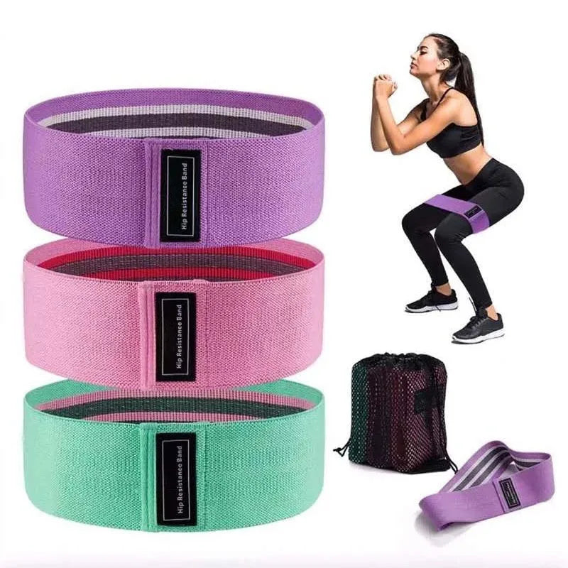 Changhong New Design Skin Friendly High Stretch Anti-slip Polyester Cotton Fitness Exercise Fabric Hip Resistant Band Set 56cm