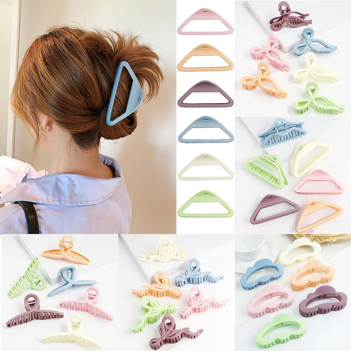 KUACHI Wholesale New Plastic Hair Claws Korean Style Large Bow Hair Claw Simple Style Cute Pink Hair Claws for Women