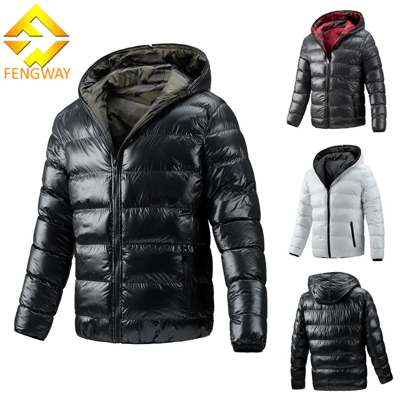 Fengway Custom Men's Winter Warm Puffer Coat Camouflage Printed Bubble Hoodie with Zipper Closure High Street Style