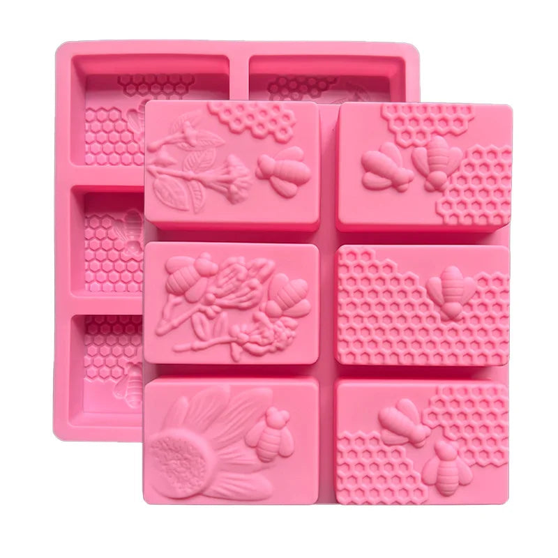 HY Rectangle Bee Silicone Mold Honeycomb Mold for Chocolate Handmade Soap Beehive Cake Baking Mold
