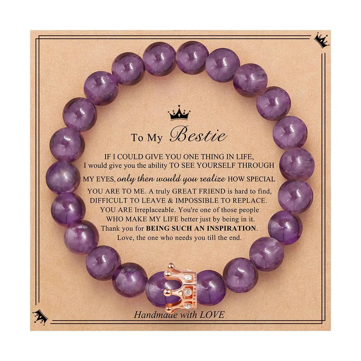 Fashion 59 Styles Natural Stone Besties Friendship Bracelet Healing Stone Crown Bracelet for Valentines Day Gift