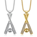 Fashion Stainless Steel Baseball Pendant Chain for Men Women Hip Hop Full Zircon Necklace Rock Punk Rap Singer Jewelry