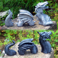 Outdoor Garden Ornaments DRD15 Animal Figurines Black Silvery Resin Flying Dragon Statue Resin Dragons