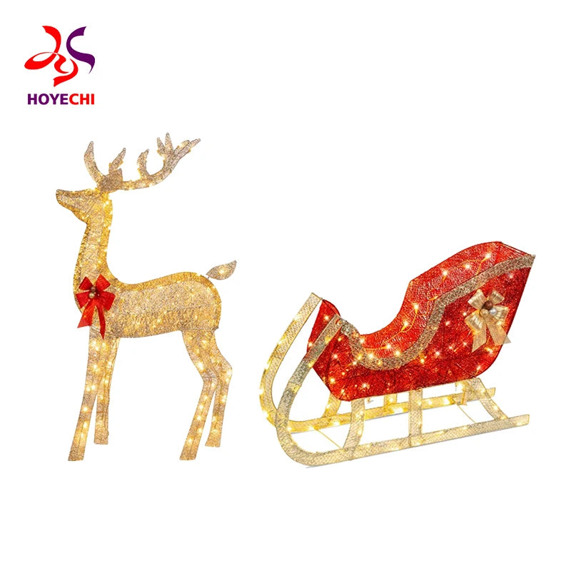 Export European and American Reindeer Sleigh Yard Garden Christmas Light Decorated Deer