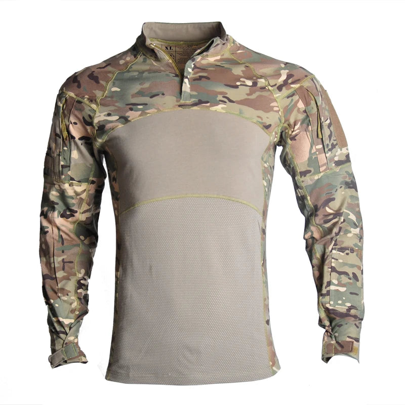 HAN WILD Cotton Spandex T Shirt Tactical Long Sleeve Camouflage Breathable Shirt
