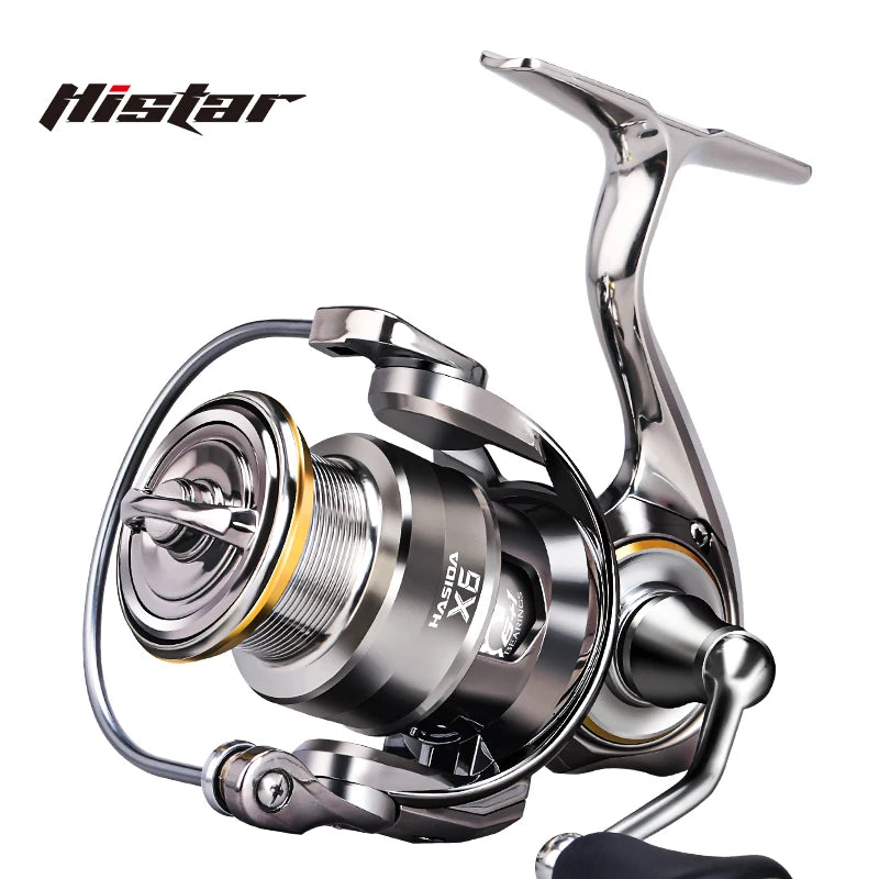 HISTAR X6 Professional Light Lures Spinning Fishing Reel 6+1 BB Long Casting High Ratio 5.2:1 4kg Drag Power Metal Body River