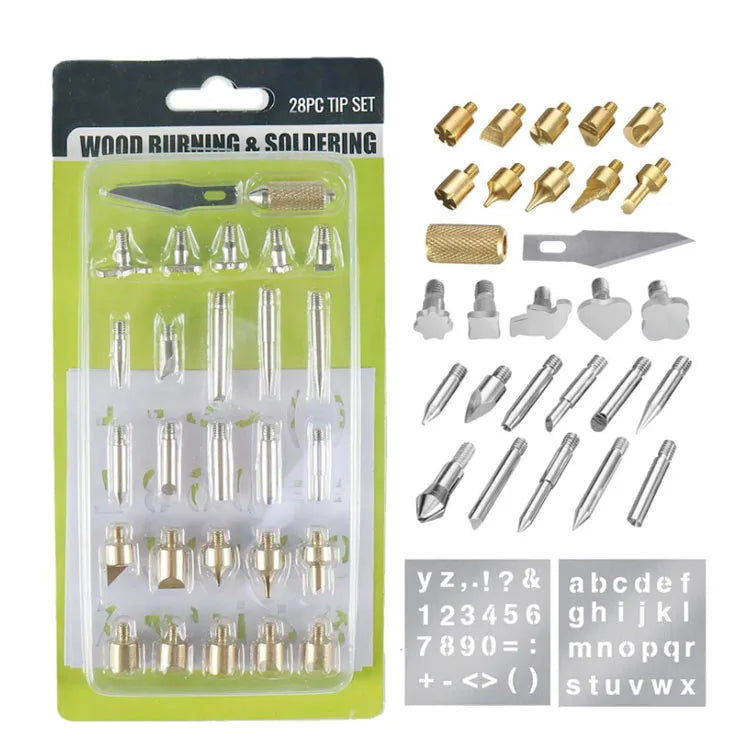 28pcs Wood Burning Tool Tips 28pcs Professional Wood Burning Tips Set Wood Pyrography Tool Set Woodburing Pen Nozzle Kit