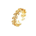New Fashion Women's Opening Adjustable Ring 18K Zirconia Small Fresh Leaves Full Diamond Ring