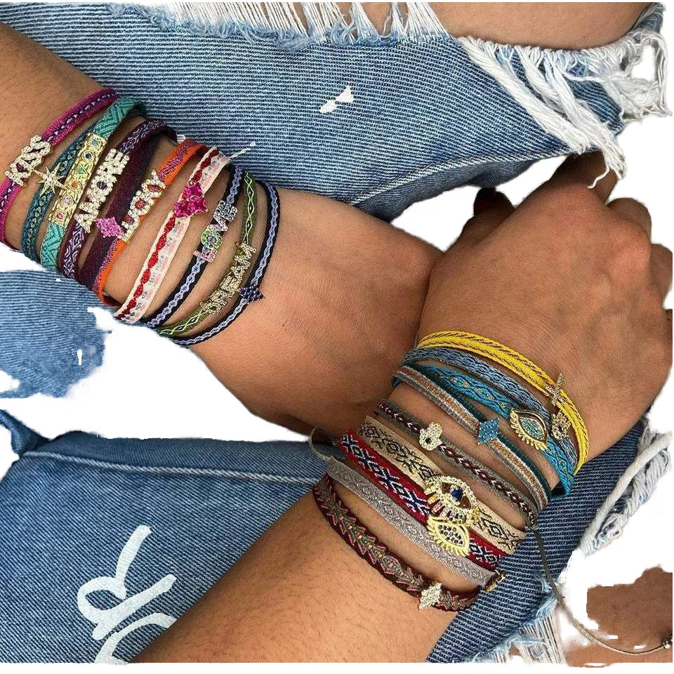34 Opcion Bracelets Retro Ethnic Hand String Evil Eye Charm Bohemian Women's Friendship Tattoo Accessories Gift for Women