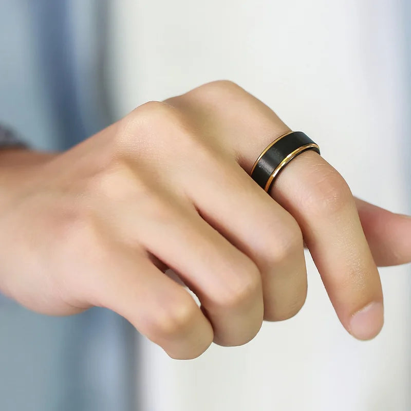 8MM Custom Blue Plated Men Rings Jewelry Wholesale Black Tungsten Ring Party