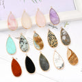 Natural Flat Drop Stone Charm Pendant Drop Crystal Stone Bead Pendant for Diy Jewelry Making