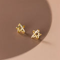 FUAMAY 2022 Delicate Sterling Silver 925 Star Zircon Earrings Simple Gold Plated Studs Jewelry