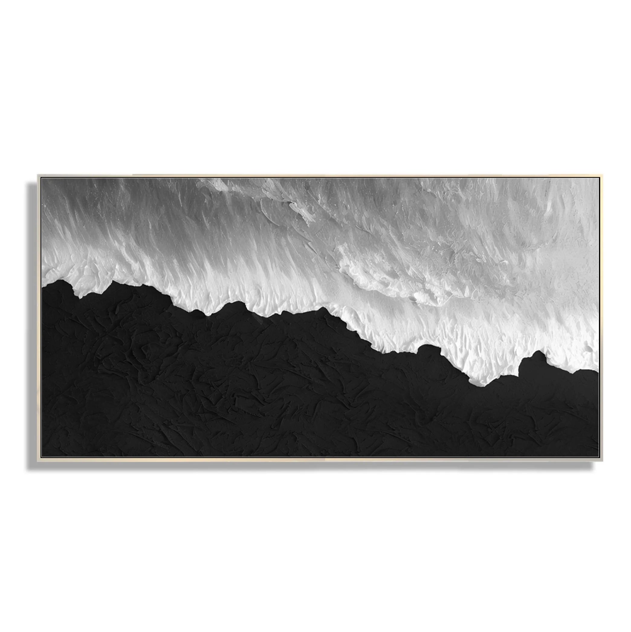 Home Decoration Handmade Canvas Artwork Thick White and Black Textured Modern Painting 3D Abstract Wall Art