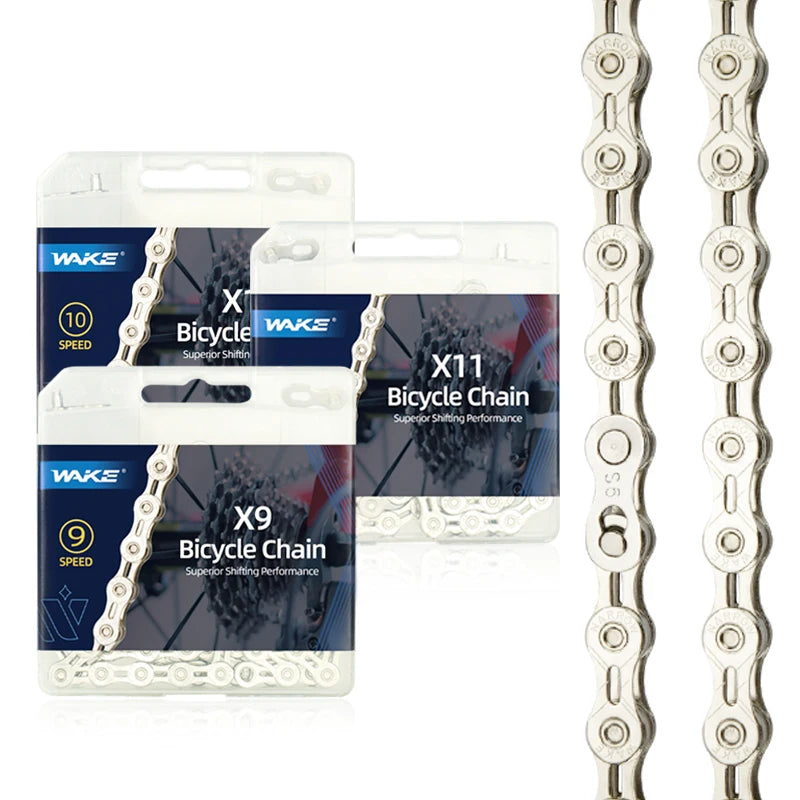 WAKE 9/10/11 Speed Mountain Bike Chain 1/2\"x11/128\" Bicycle Chain with Hollow out and Connecting Pin
