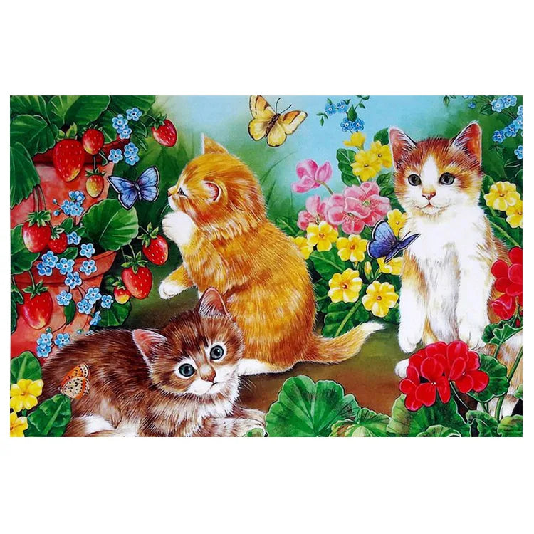 Ever Moment Diamond Painting Kit Cute Cartoon Cats Flower Handmade Cross Stitch Diamond Embroidery 5D Art Home Decor S2F2759