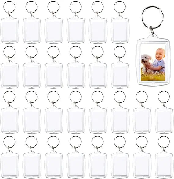 Mini Transparent Plastic Photo Holder Insert Frame DIY Printing Gift Custom Shape Logo Acrylic Keychain