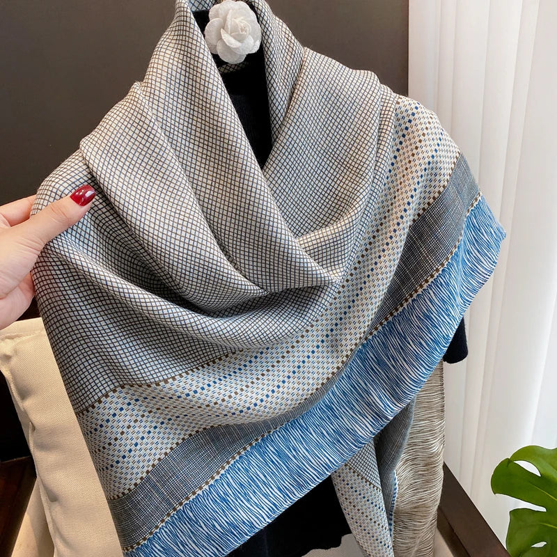 Factory ODM Fashion Women Classic Luxury Floral Pattern Viscose Cotton Large Size Shawls Ladies Soft Printed Square Scarf