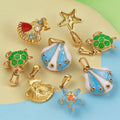 2025 Summer Beach Style Ocean Stainless Steel Enamel Ginkgo Leaf Shell Starfish Turtle Pendant for Necklace Jewelry Making