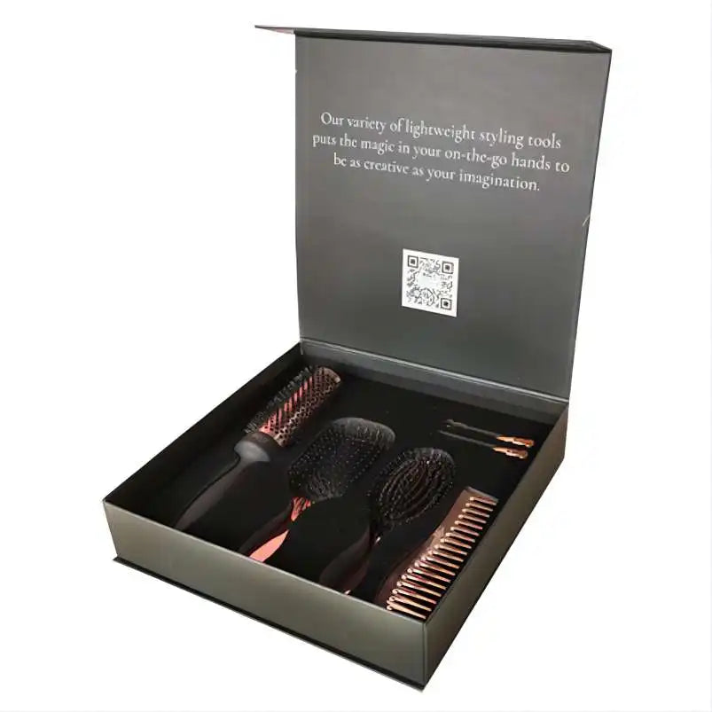 Custom Logo Rose Gold Wet Brush 5 in 1 Detangling Hair Brush Gift Set for Women Curly Hair