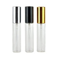 Free Sample Transparent Cosmetic Travel Tube 10ml Empty Gold Silver Black Glass Perfume Spray Bottle