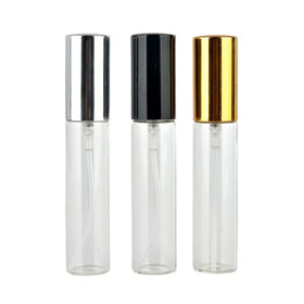 Free Sample Transparent Cosmetic Travel Tube 10ml Empty Gold Silver Black Glass Perfume Spray Bottle