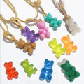 2021 New Multicolor Resin Bear Pendant Necklaces Zircon Crystal Pearl Chain Charm Necklace for Women Girls Trendy Party Jewelry