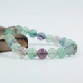 8mm Natural Rainbow Fluorite Semi-Precious Gemstones Beads Bracelets Healing Crystal Beaded Elastic Bracelet Unisex