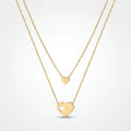 QIAOREN 12041 18K Gold Plated Stainless Steel DoubleLayer Heart Pendant Necklace Waterproof TarnishFree Adjustable WomenJewelry