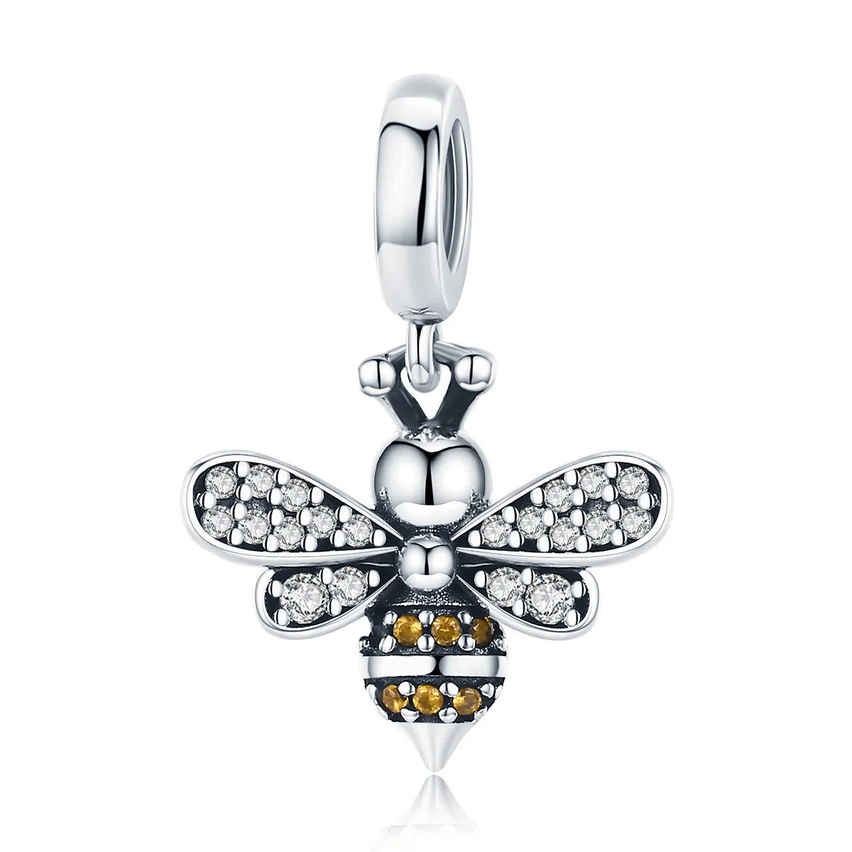 925 Sterling Silver Hot Sell Bee Crystal CZ Chain Bead Charms Fit Bracelet Necklace 2022 Fashion Jewelry Party Gift SCC821
