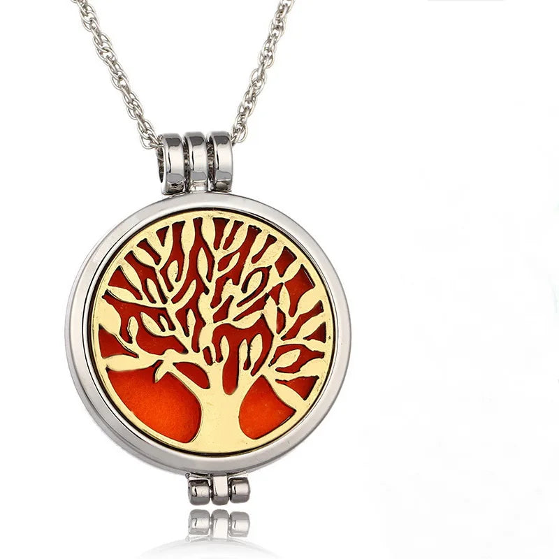 Hot Selling Tree of Life Aromatherapy Essential Oil Diffuser Locket Perfume Pendant Necklace Jewelry