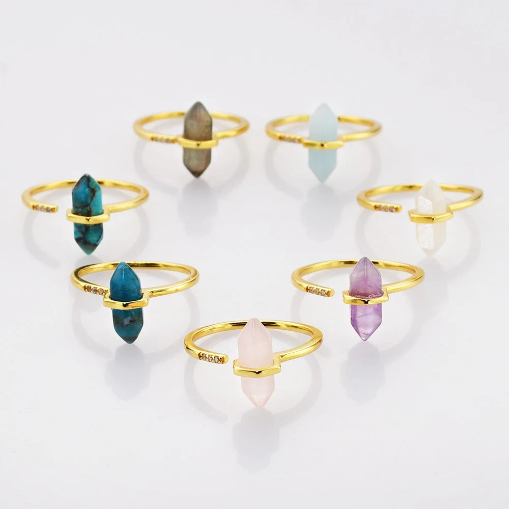 SS213S Natural Healing Stones Crystal Gemstone Women Ring Jewelry Sets 925 Sterling Silver Ring